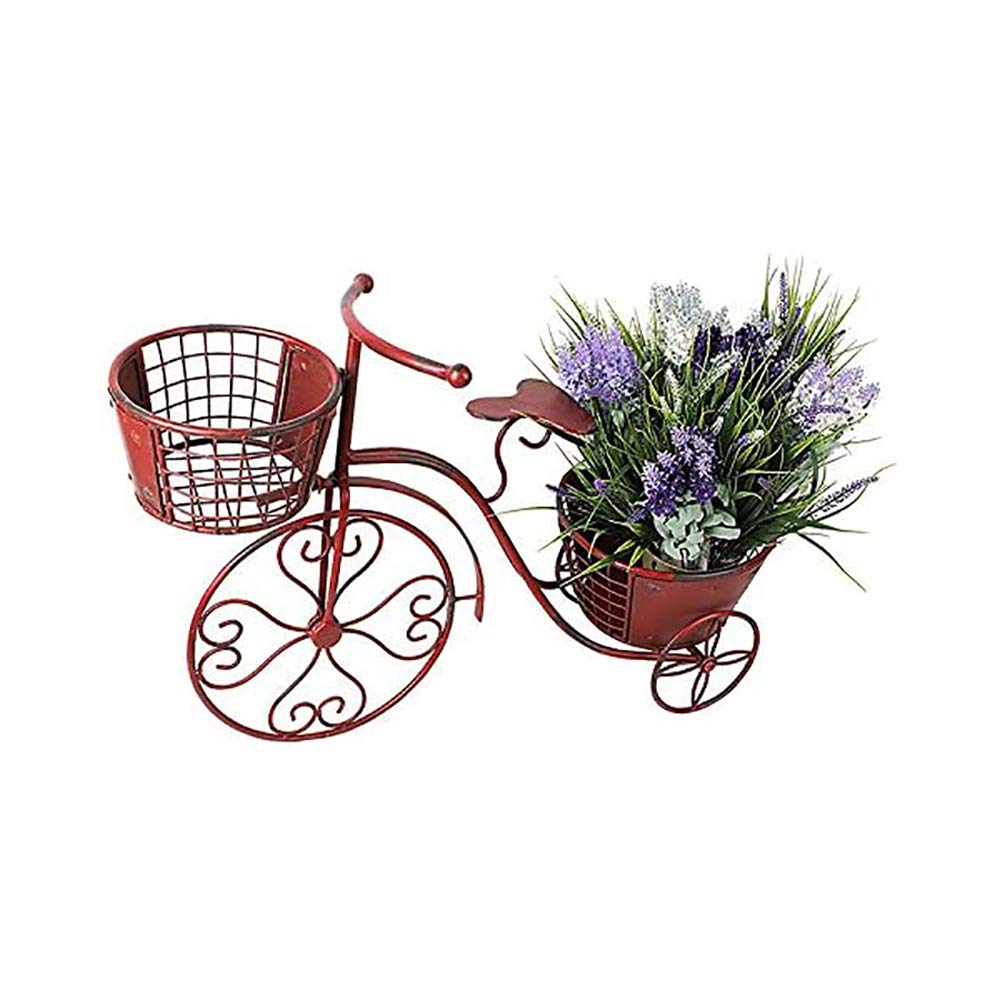 Soporte Para Plantas Con Forma De Bicicleta Retro - De Metal Con 3 Ruedas, Ideal Para Terraza, Jardín O Balcón