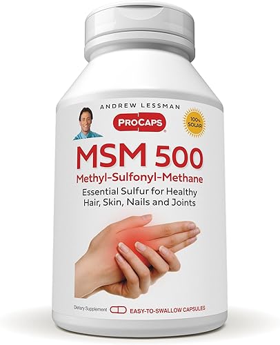 ANDREW LESSMAN MSM 500 Metil-Sulfonil-Metano 60 Cápsulas - Fuente altamente concentrada de azufre orgánico. Apoya la estructura y función saludables