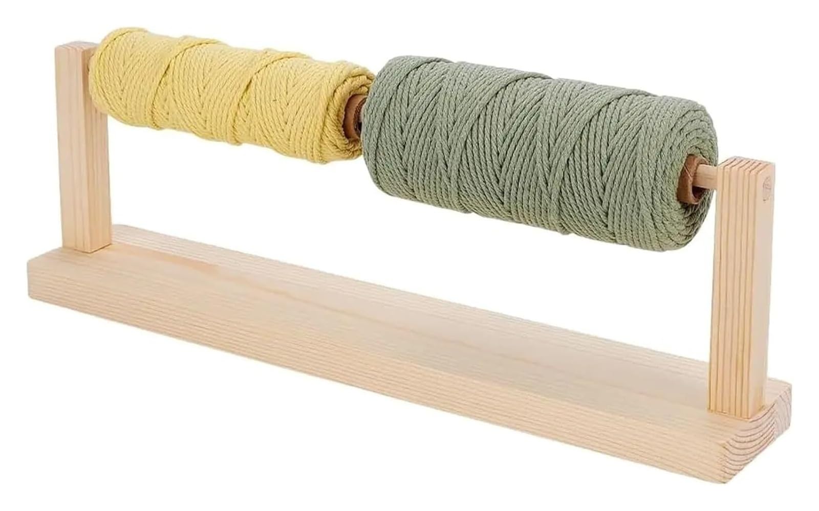 Pzoferlin One Color Yarn Rack Wooden Yarn Spinner Single Rotating Ball Dispenser Horizontal Stand For Knit Crochet Ribbon