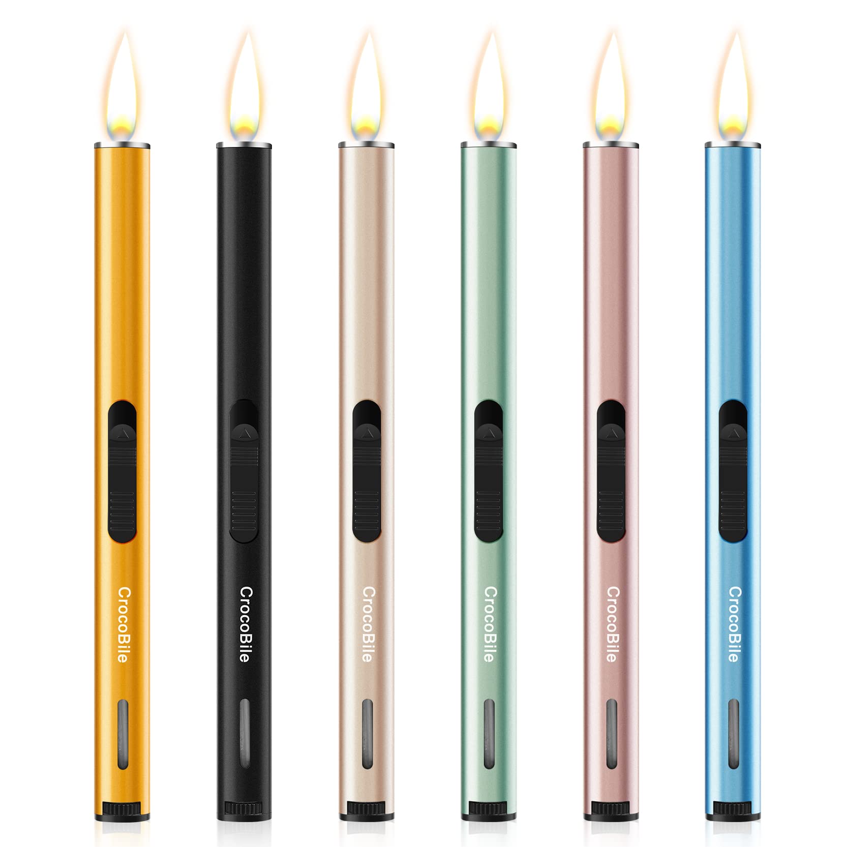 Buy CrocoBile 6 Colors Long Lighters Pack, 7.68inch Adjustable Flame