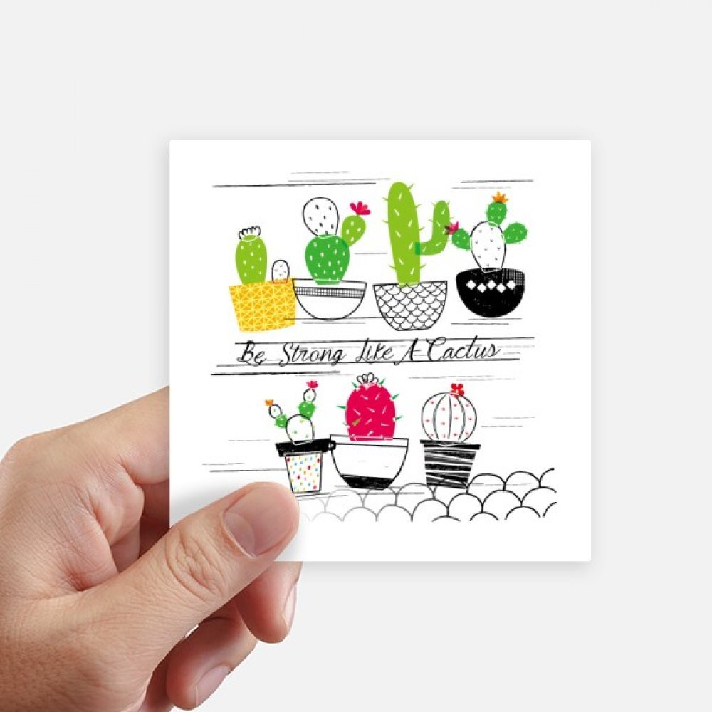 Autocollant carré cactus pour mur et PC portable - Lot de 8 stickers plantes grasses 10cm