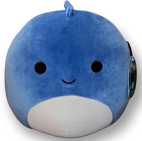 Squishmallows Peluche de dinosaurio azul Brody de 11 pulgadas con vientre blanco, juguete de peluche prehistórico