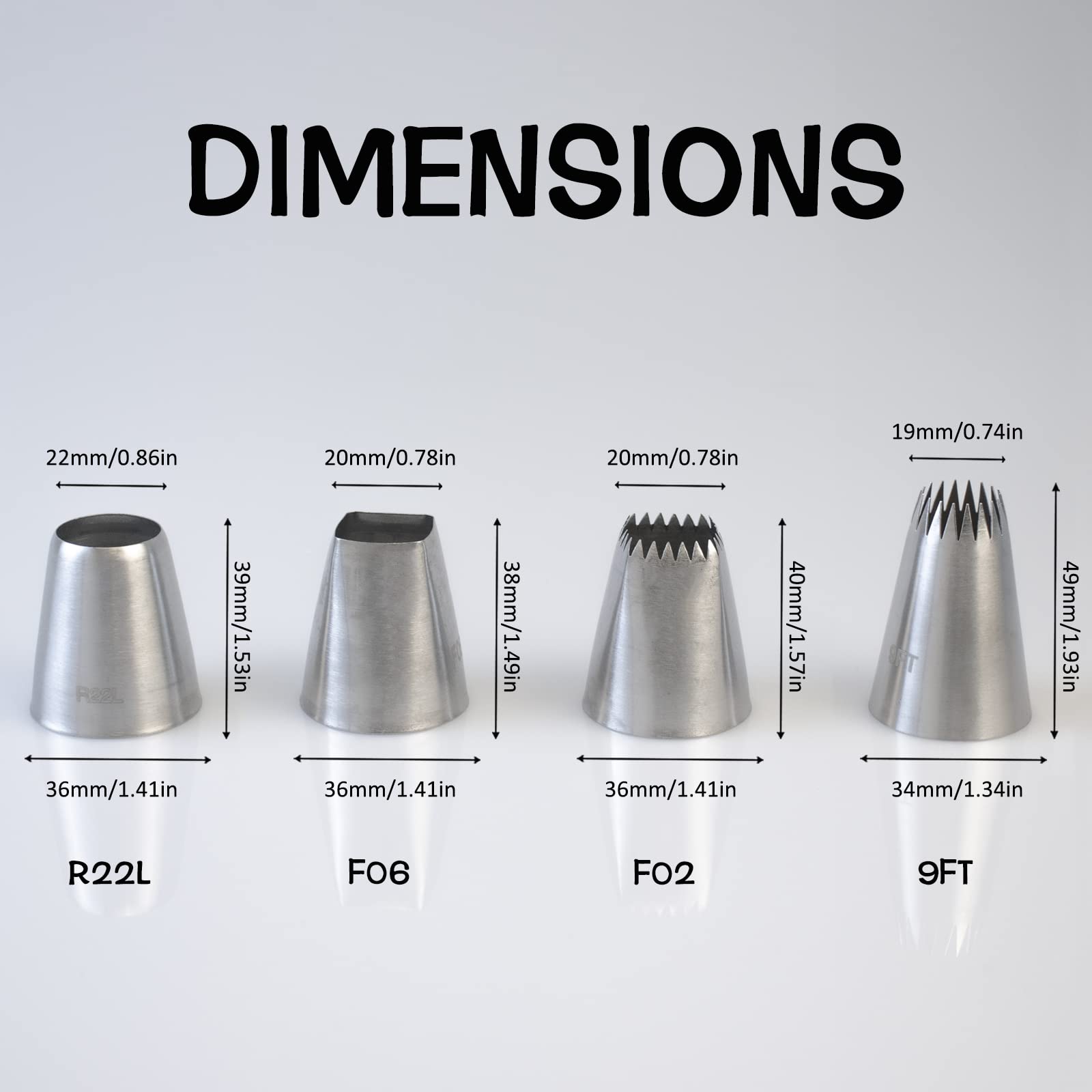 kuou - Set di 4 ugelli per tubazioni, in acciaio inox, per torte, fai da te e biscotti, ideale per utensili da cucina