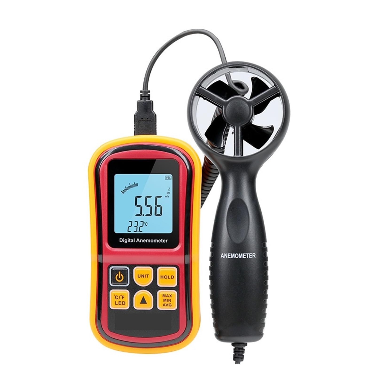 Anemómetro digital, Anemómetro Digital Medidor De Velocidad Del Viento Medida Temperatura Termómetro 45 M GM8901