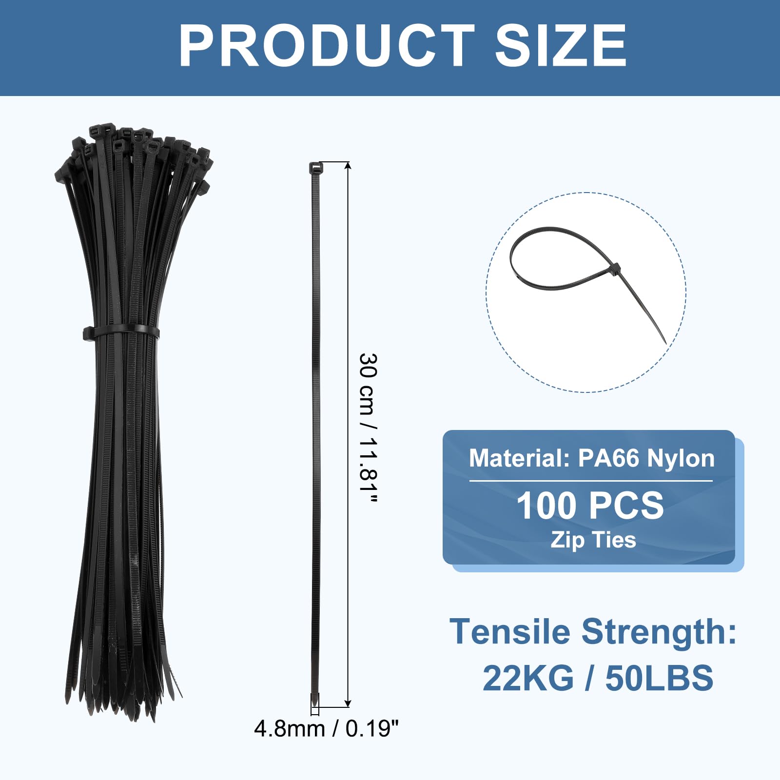 PATIKIL Cable Zip Ties 12 Inch - Image 2