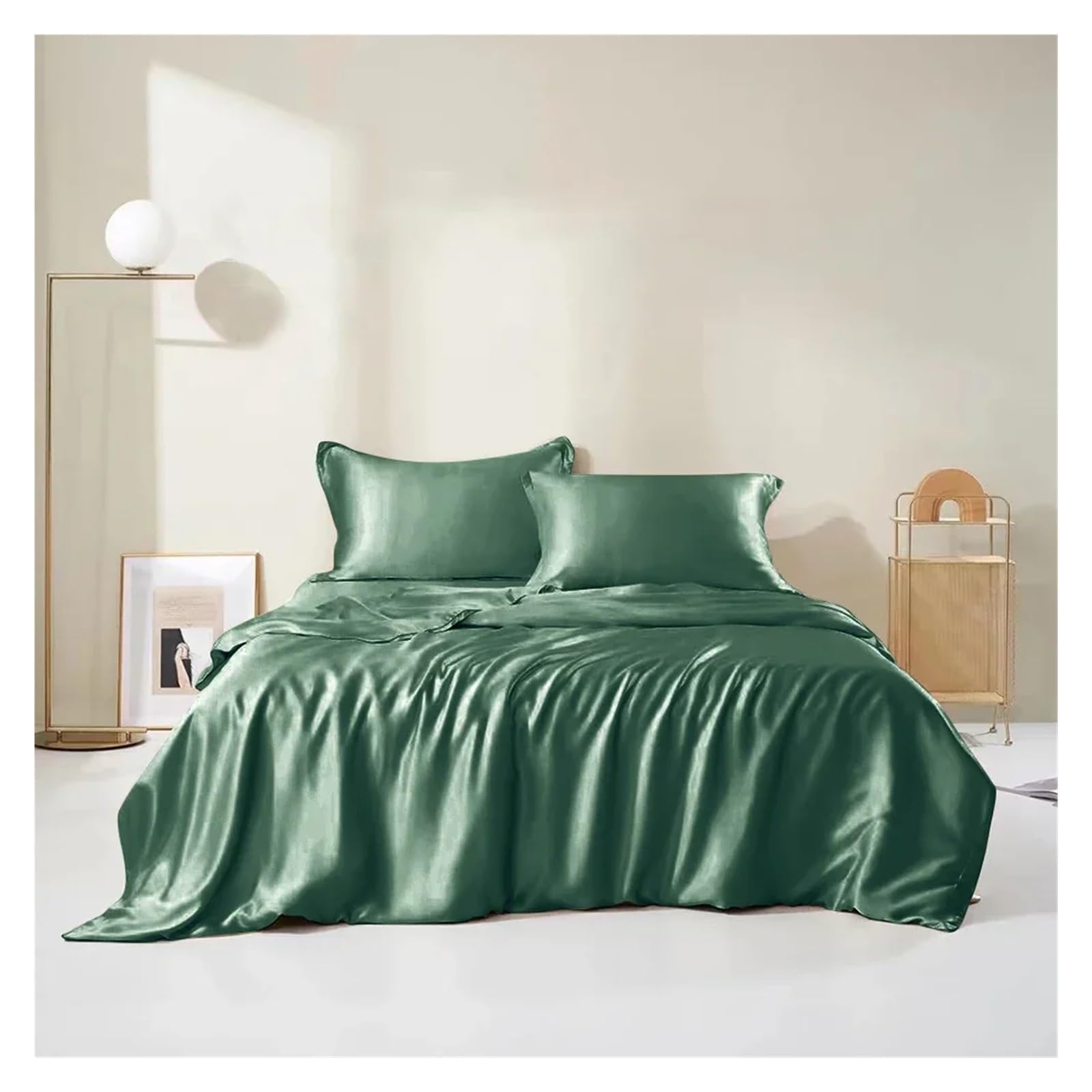 Sbcgfy Women's C White Silk Duvet Over Pillow Ase Bed Sheet Solid Olor Quilt Over King Queen Bedding Set Sheet Set,Otton Duvet,-King