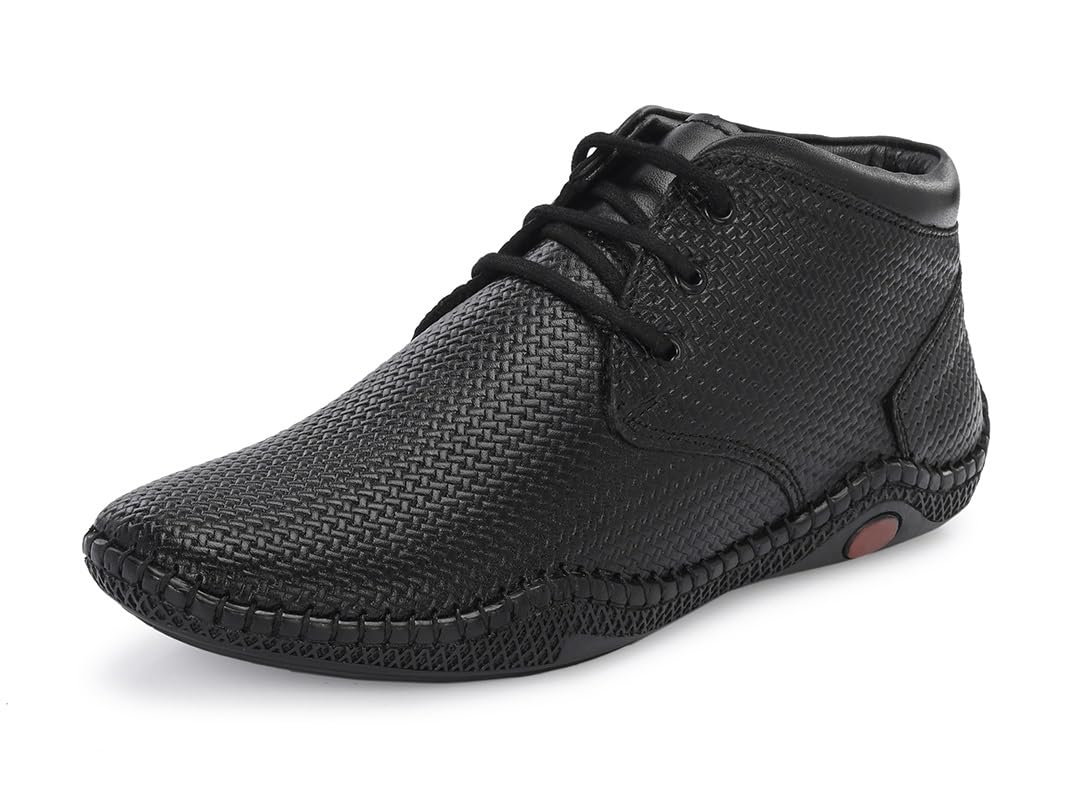 mactree Men's Genuine Leather Formal Shoes | Midtop Ankle Office Footwear with Comfort Footpad-picture-19