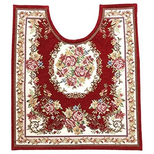 薔薇柄 シェニール マット 62×70cm レッド TP-38-RE トイレマット おしゃれ かわいい 洗える 滑り止め加工 高級感 エレガント 上品 クラシカル インテリア 薔薇雑貨 姫系雑貨
