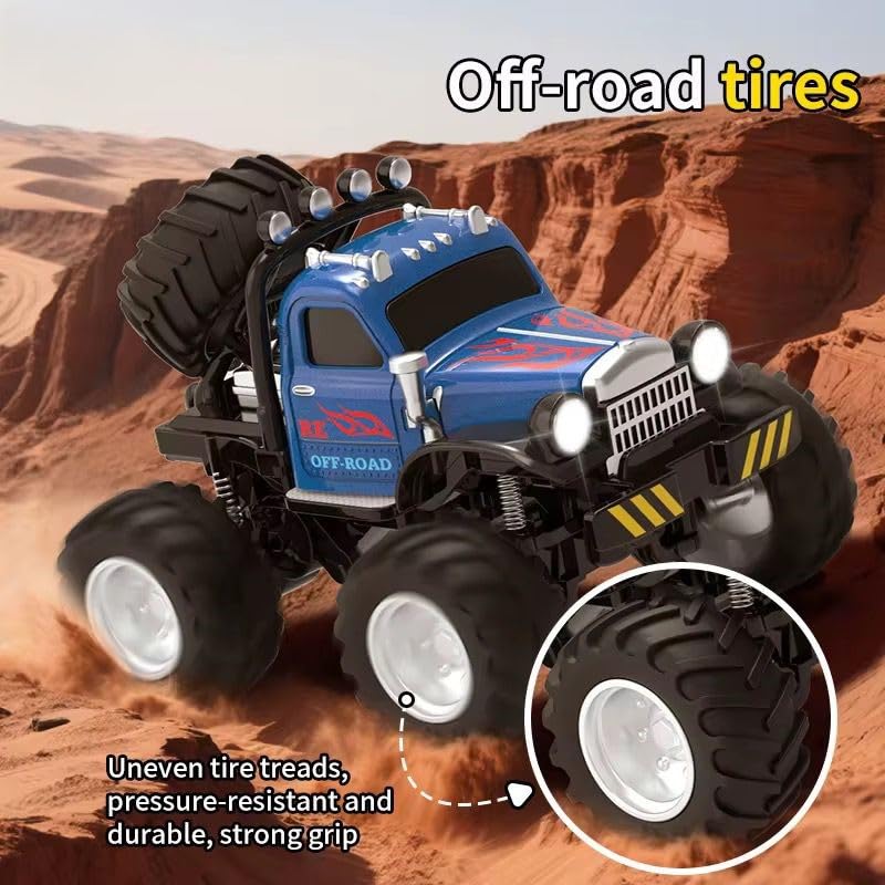 TIUDTOY Mini RC Monster Off-Road Car – 1:54 Scale Remote Control Truck with Big Tyres, Shock Absorbers & LED Lighting | Strong Alloy Body Toy for Kids 2