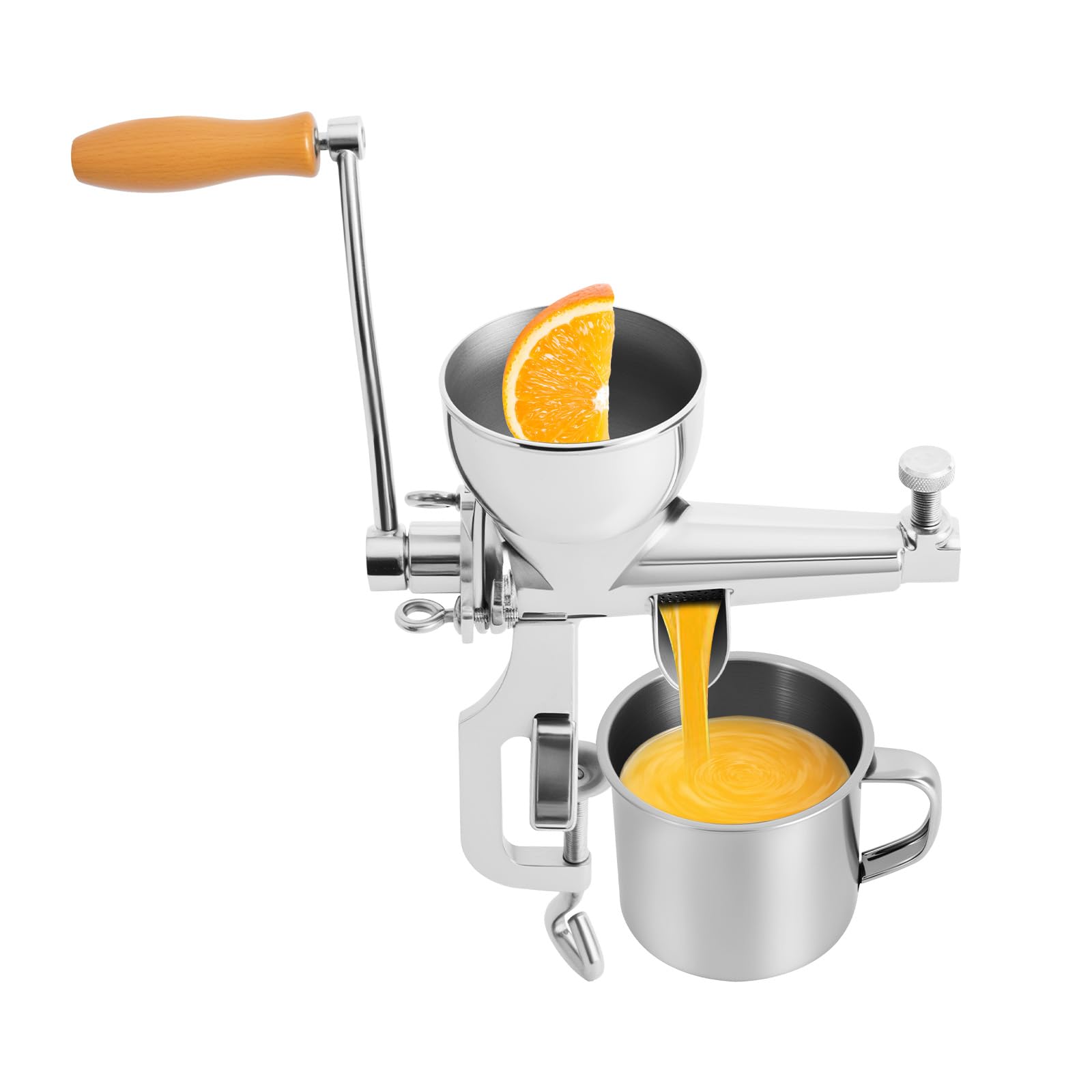 Spremiagrumi manuale in acciaio inox, spremiagrumi manuale con filtro, morsetto a forma di C, tazza di succo, spazzola per la pulizia, spremiagrumi, spremiagrumi, spremiagrumi, spremiagrumi