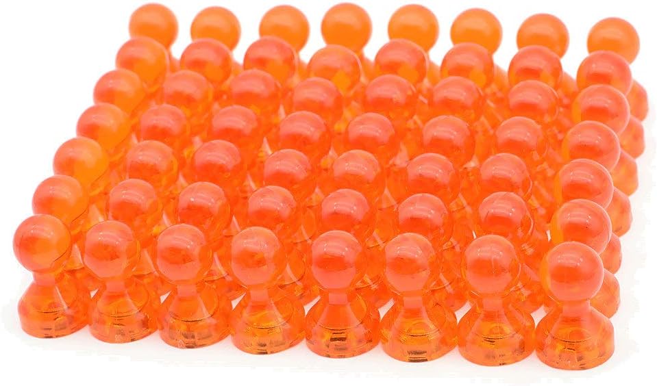 56 Magnetic Push Pins Clear Color Whiteboard Magnets, Use at Home School Classroom and Office Magnets Red Orange