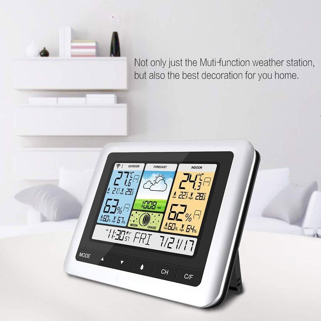 Schermo a Colori Temperatura Weather Clock Famiglia e Tester di umidità di Calendario Allarme Termometro elettronico e igrometro