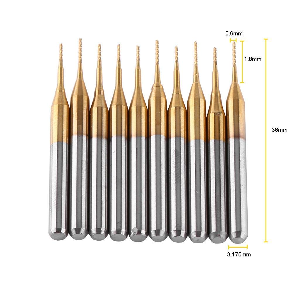 10pcs Fraise En Carbure De Tungstène Fine Titane Revêtement Gravure Bavures Rotatives Pour Machines De Sculpture Et Déburrage 3.175mmx0.6mm