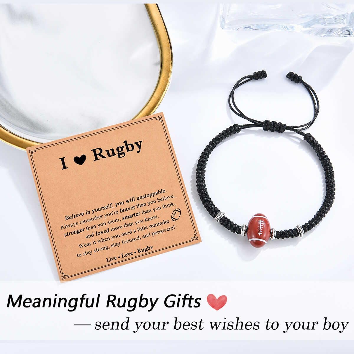 Bracelet de rugby pour garçons, cadeau d'anniversaire, de Noël, de remise de diplôme pour petit-fils, équipe, amis, neveu, frère, cadeaux de Noël