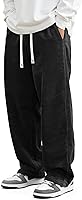 JMIERR Men's Corduroy Baggy Pants - Wide Leg Loose Fit Joggers Sweatpants with Elastic Waist, Drawstring & Pockets