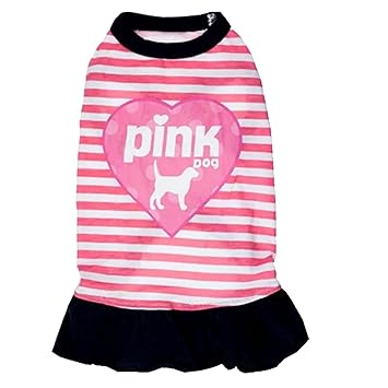 KUTKUT Drooling Small Pet Girl Shirt | Stripe Print Breathable Autumn, Spring & Summer Cotton Sleeveless Shirt For ShishTzu, Maltese, Poodle, Lhasa etc. (Size: L, Chest Girth 45cm, Neck Girth 32 cm, Back Length 34 cm, Pet Weigh: 3.5Kg - 6.5Kg)
