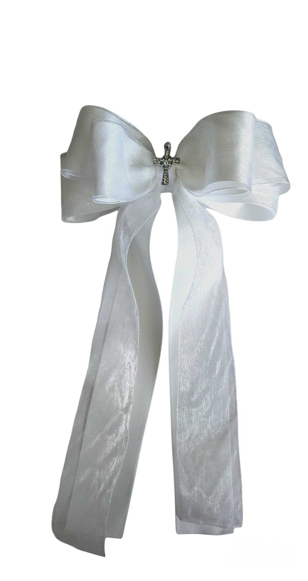 BowFancyFL First Communion Bow for Baptism White Bow for Girls