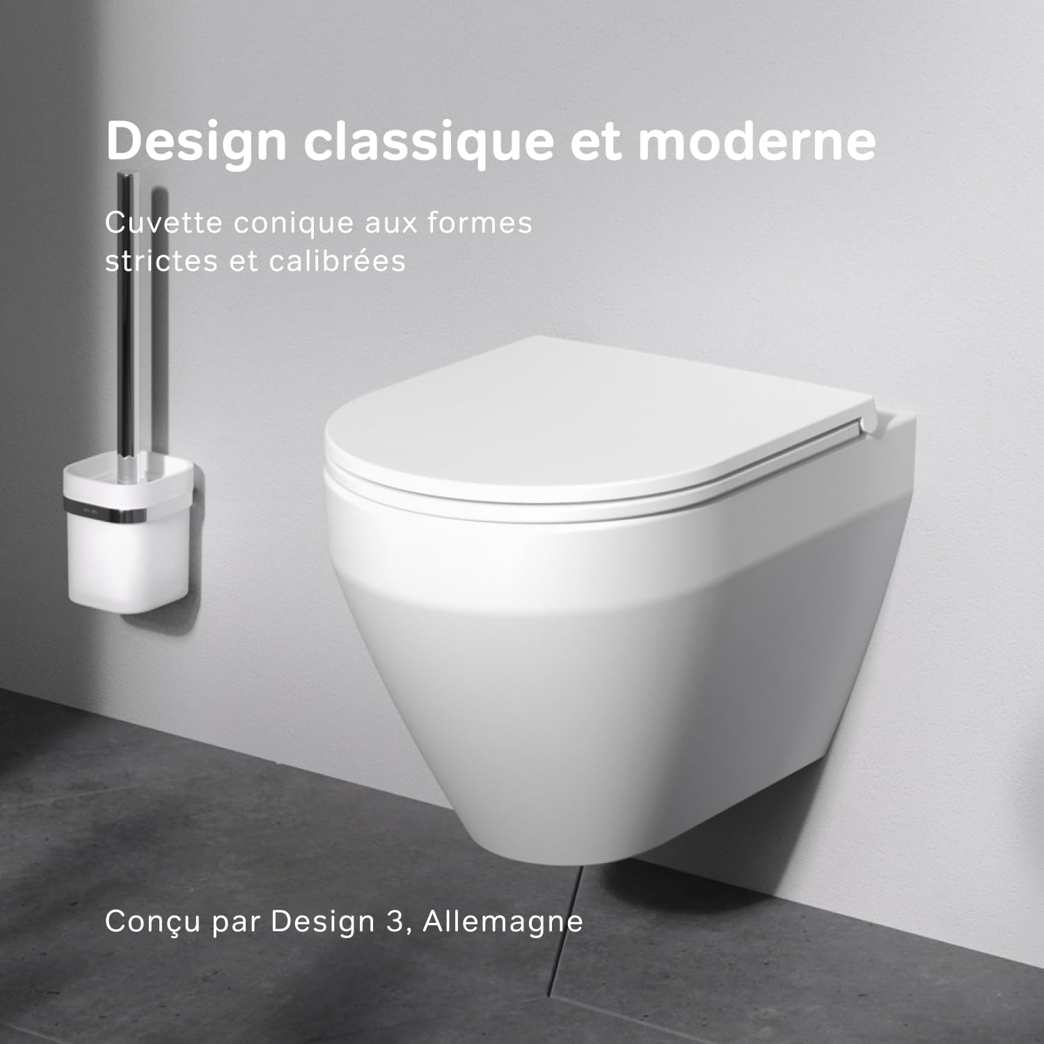 AM.PM Spirit V2.0 – AquaSpin Wand WC spülrandlos | Hänge WC mit Toilettendeckel mit Absenkautomatik | Duroplast Klo Sitz | Spülrandloses Hänge WC Set | Kompatibel mit Vorwandelement | Weiß 48,5 cm
