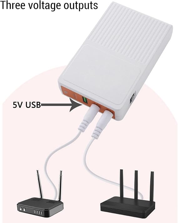 Uninterruptible Power Supply, 8000mAh Mini UPS Battery Backup for Router Camera Modem, with USB and DC Ports, Suitable for Power Outages