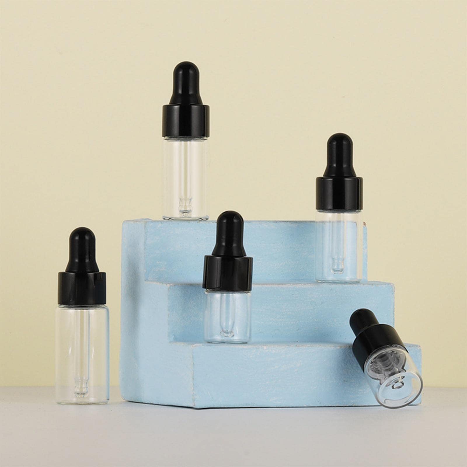 5 zestaw 20 szt. puste szklane butelki z zakraplaczem pojemniki na perfumy oleje płyny czarne 3 ml