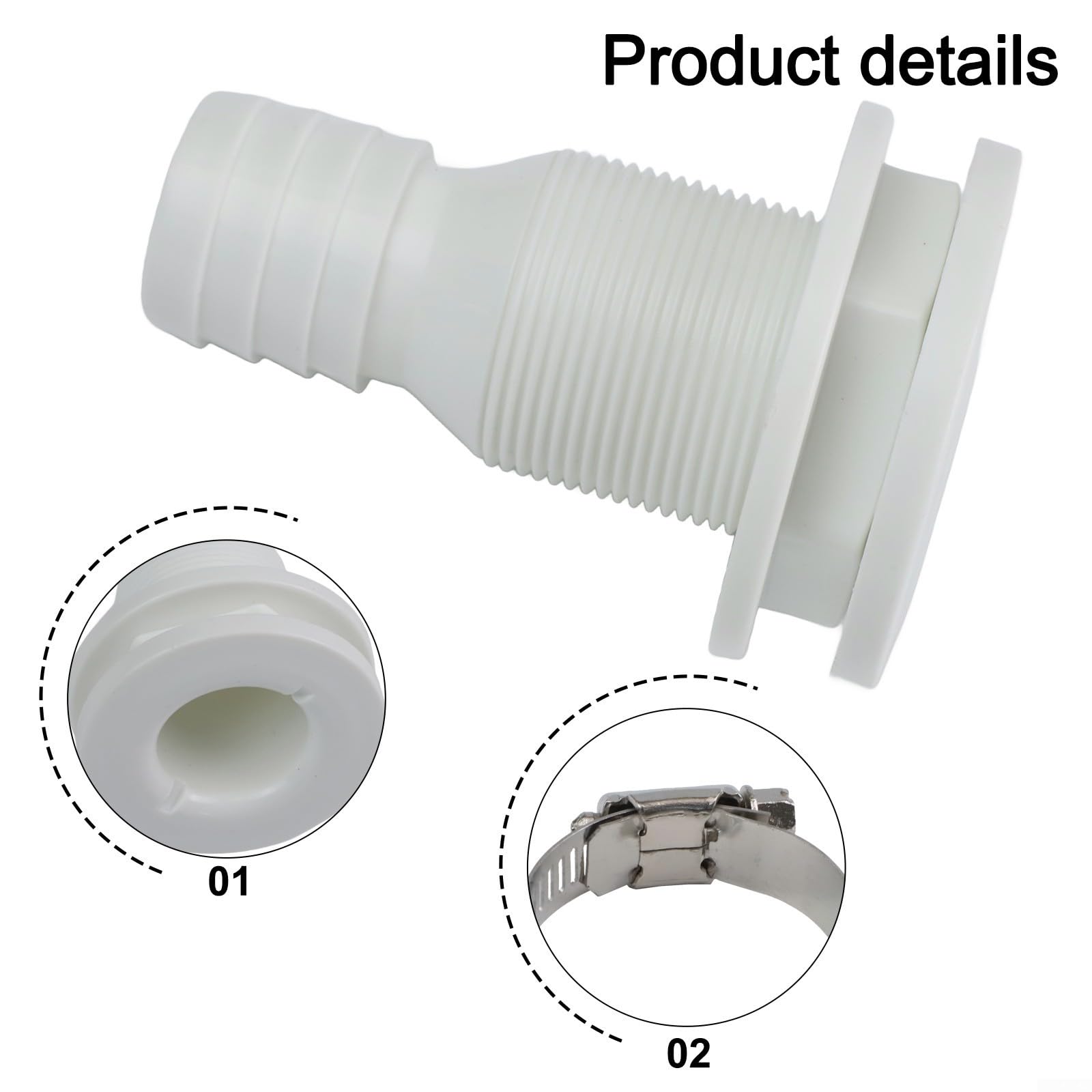 Tubo flessibile per imbarcazioni di sentina, 19-29 mm, corrugato, flessibile, filtro per acqua marina, adatto per yacht