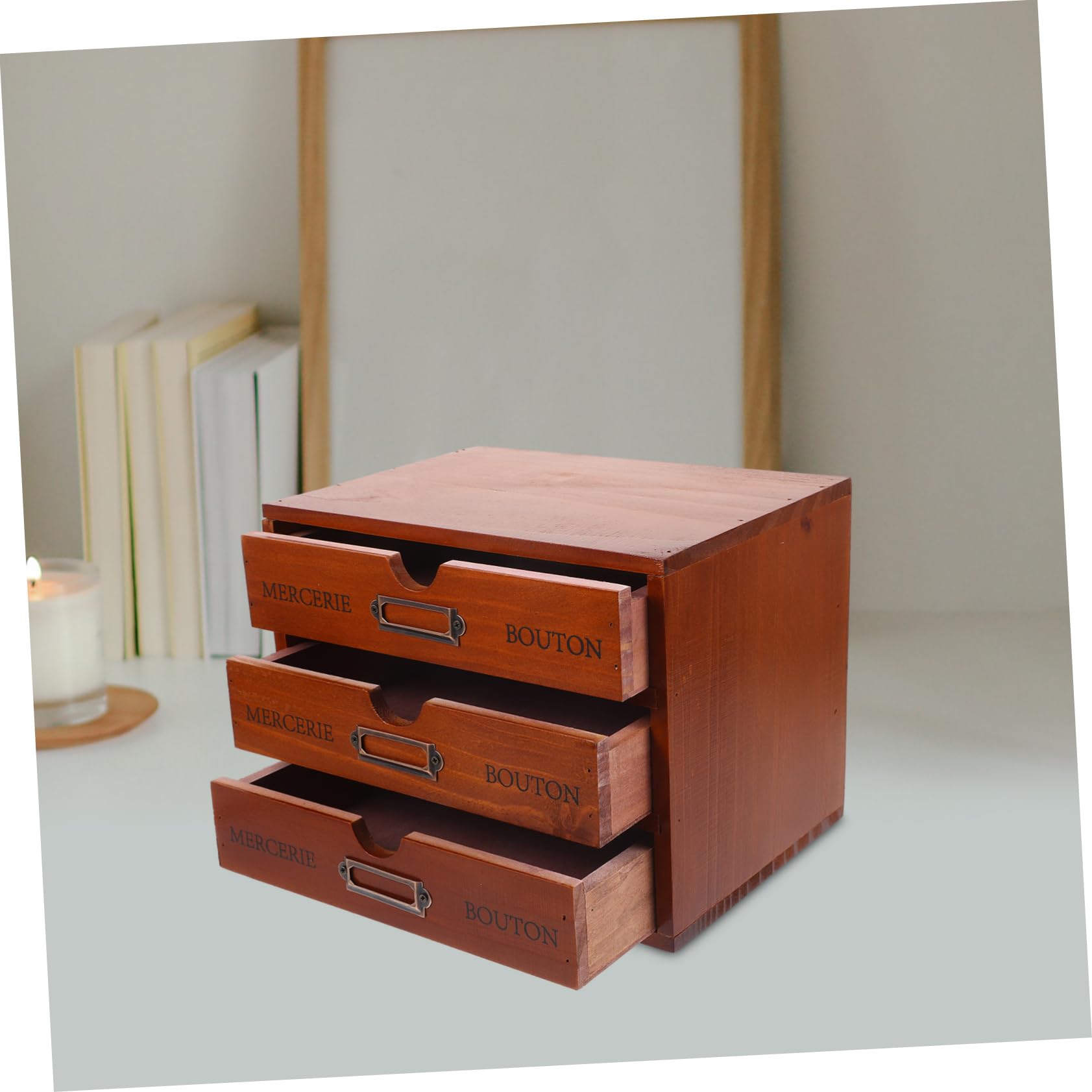 Ciieeo Organisateur de Bois Boîte de Rangement pour Cosmétiques Accessoire de Bureau Pratique