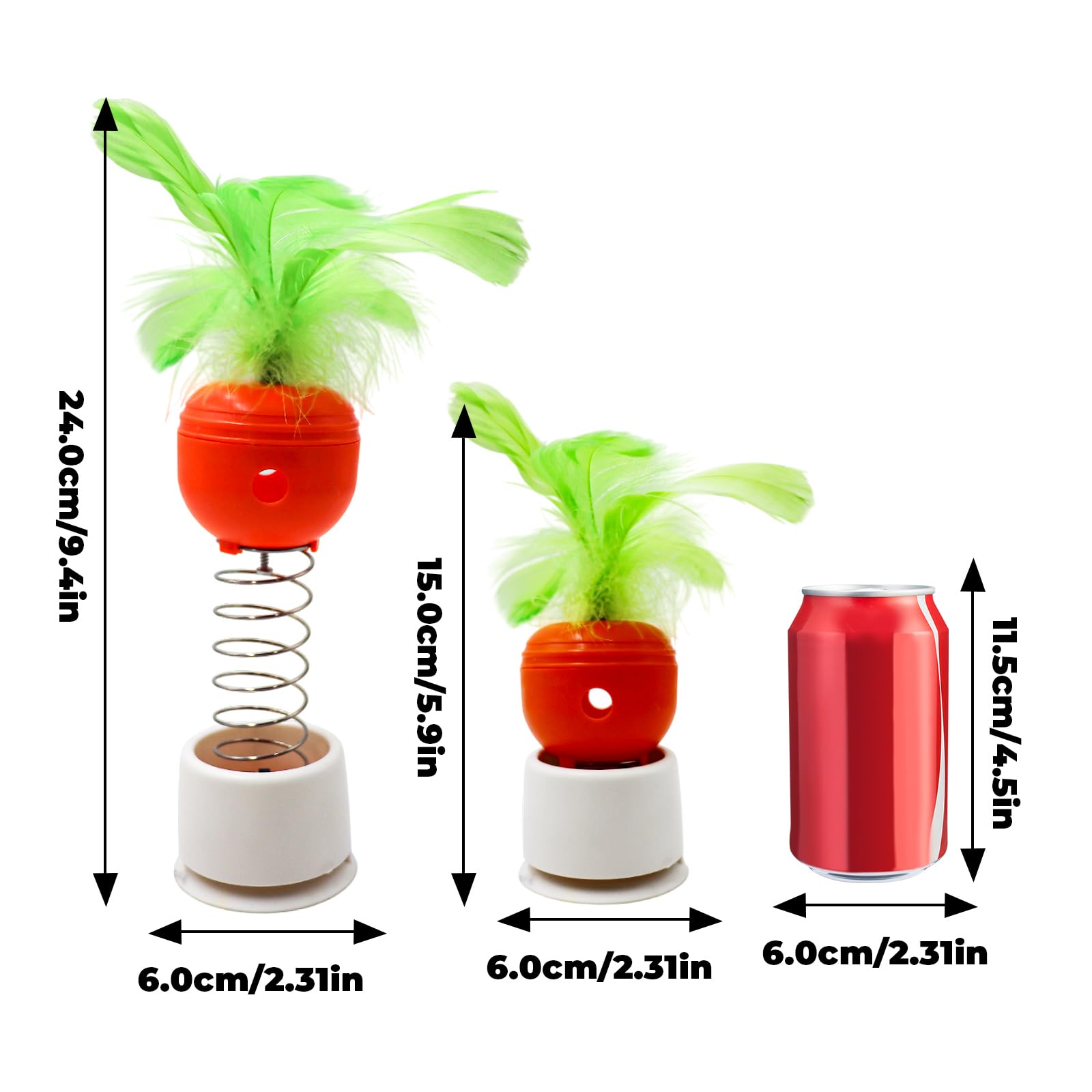 Bird Treat Dispancer, Plastic Bird Toys with Spring, Suction Cup, Feather, Feeder for Cockatiels, Conures, Quakers, and Other Medium Birds