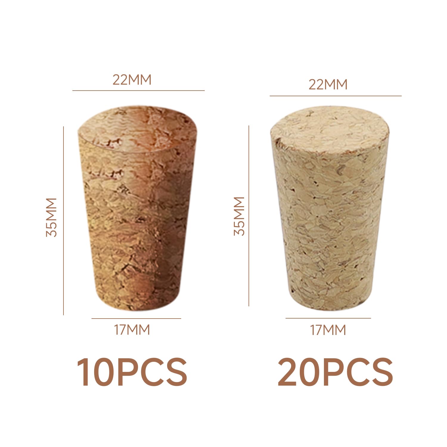 Paquete de 30 tapones de corcho cónicos, tapones de botella de vino, tapones de corcho de repuesto, tapones de botella a prueba de fugas, tapones de sellado, manualidades de corcho