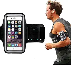 Braçadeira Porta Celular para Corrida e Academia, Ajustável, Compatível até 5.5", Preto, Leve e Resistente