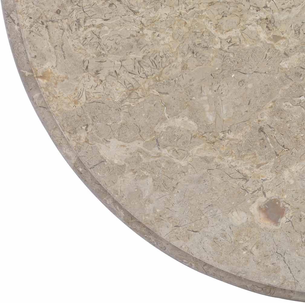 Gray Marble Table Top 23.6 Inch Round Polished Natural Stone Surface for Indoor Outdoor Patio Dining Coffee Table