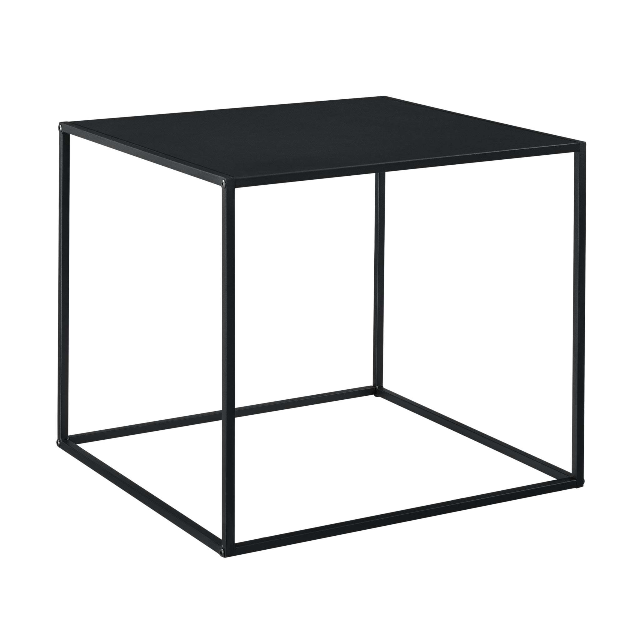 Table Console Table d'Appoint Industriel en Métal Résistant 50 x 55 x 55 cm Noir Mat