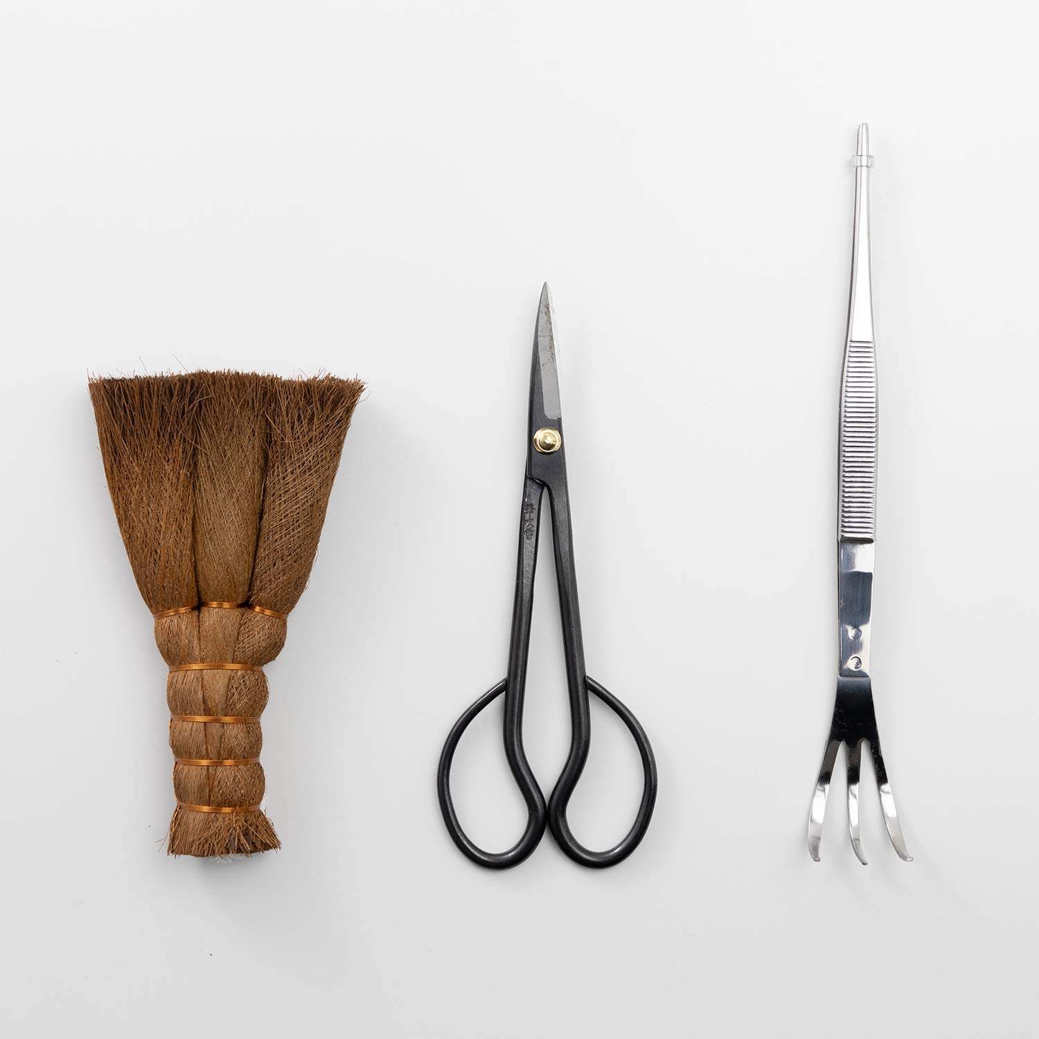 Wazakura Kit 3 Outils Bonsaï Japonais - Ciseaux Acier Carbone, Pince Et Balai Pour Débutants
