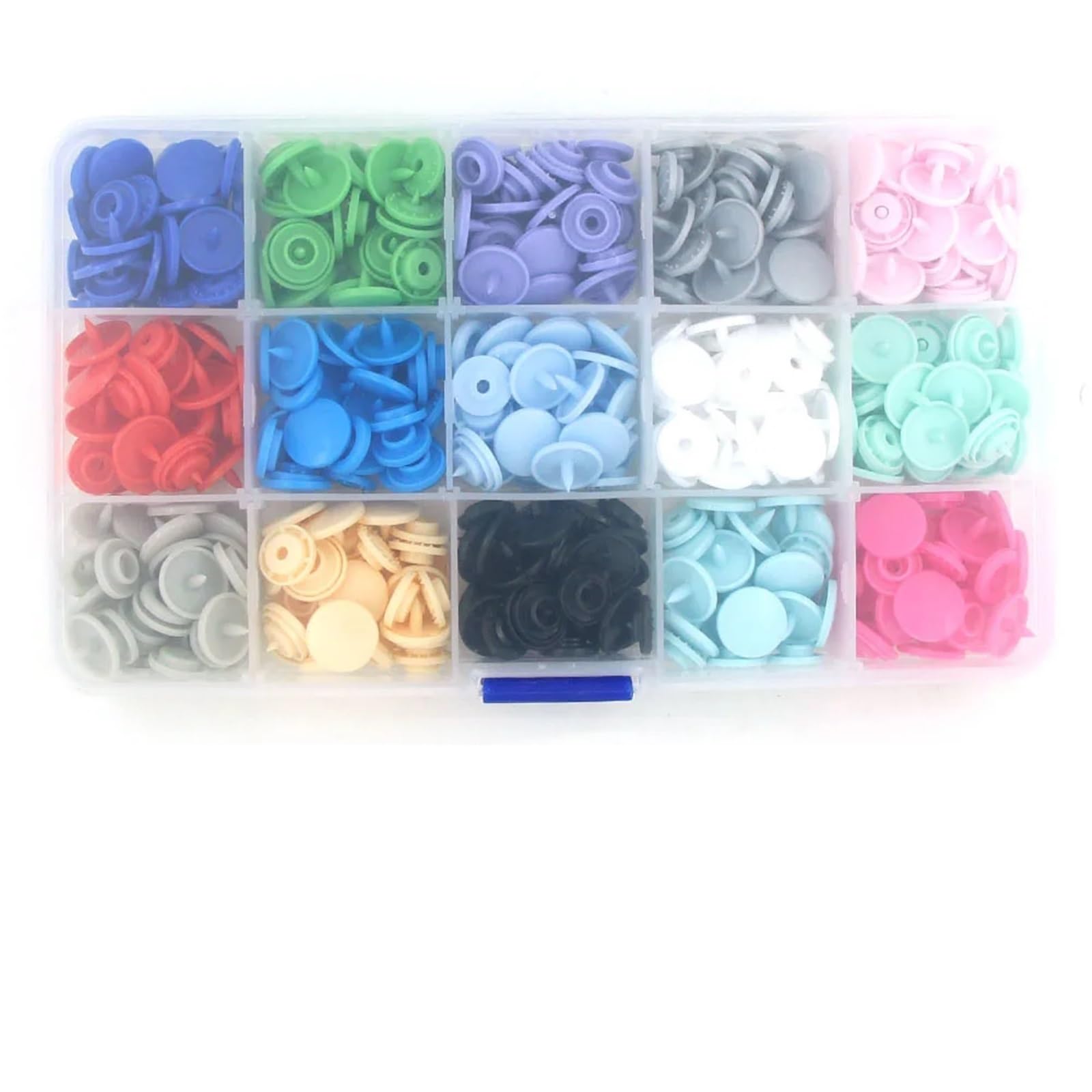 Xulvoz T5 Round Box Plastic Snap Buttons 150Sets Kam Snap Button With Snaps Pliers Plastic Buttons For Clothes Bibs Rain Coat Press Stud Fasteners Sewing Crafts