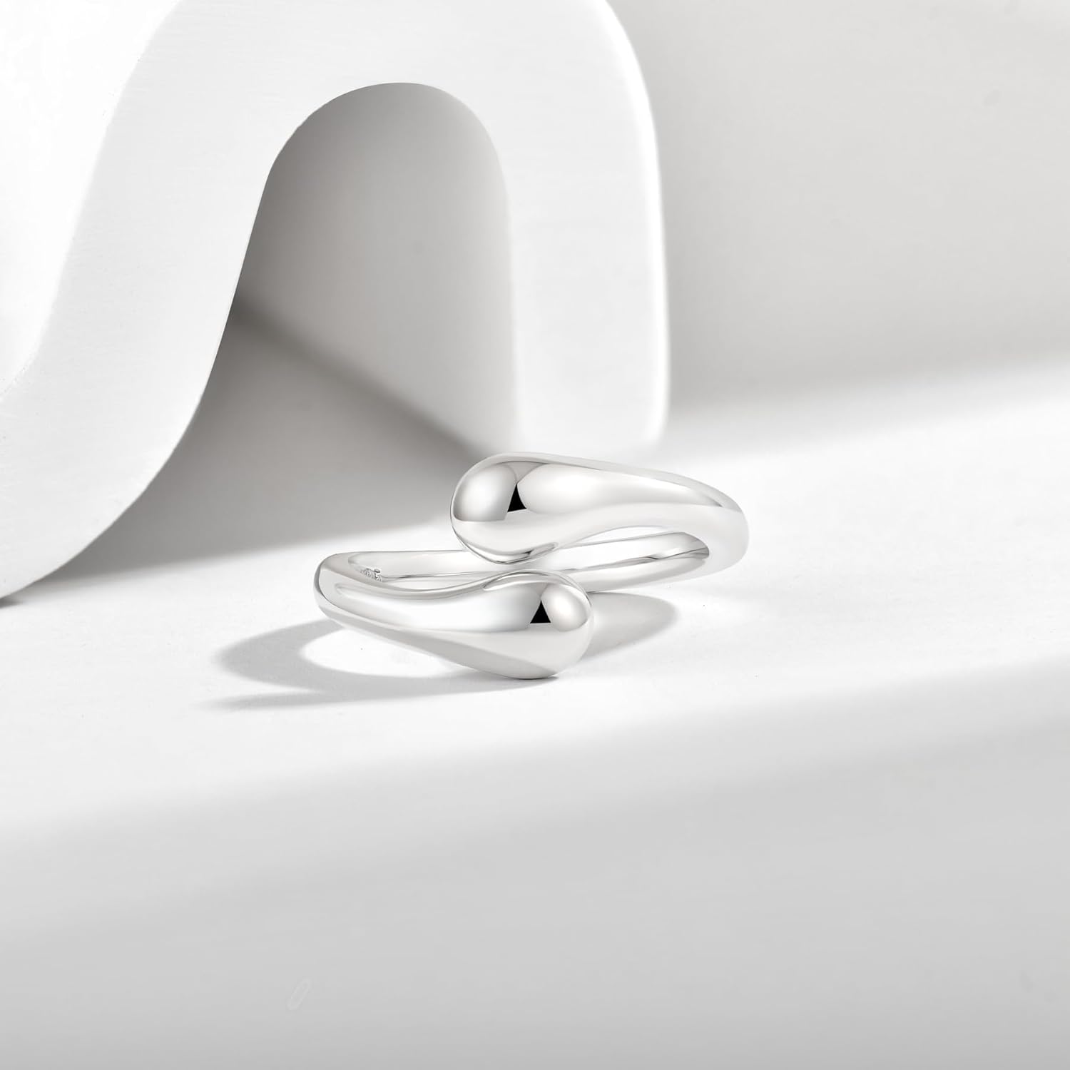 925 Sterling Silver Statement Rings for Women Open Adjustable Chunky Ring Size 7 - Image 5