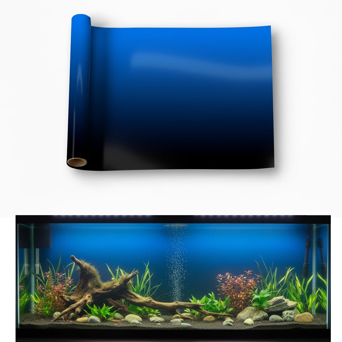 Aquarium Background - Static Cling Fish Tank Sticker - Black Blue Gradient | Easy Install for Glass Tanks, No Residue, Reusable 60 x 40 cm / (24 x 16 inches)