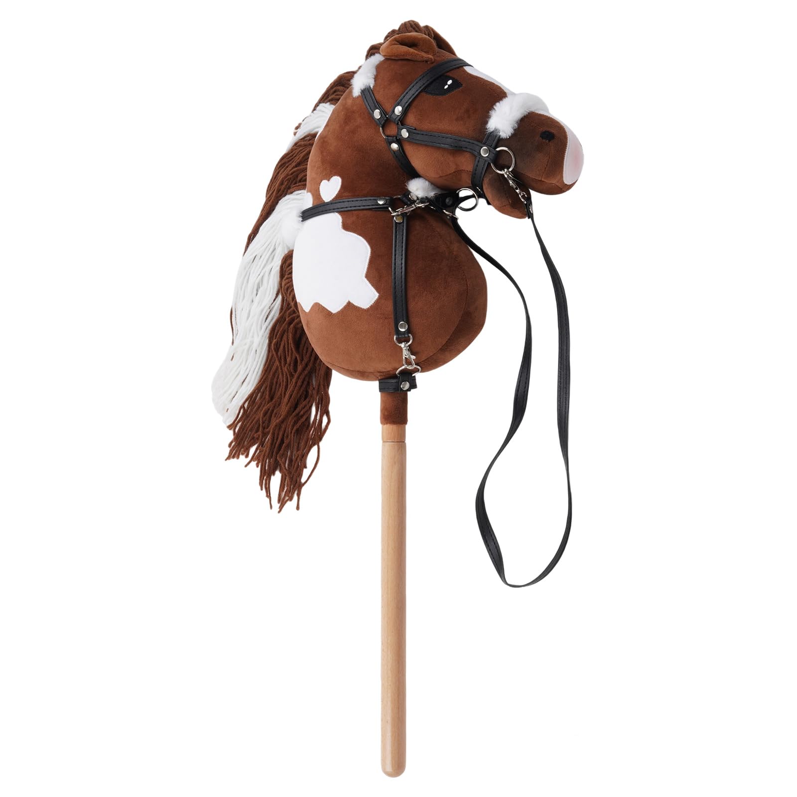 Realistic Plush Horse Head Prop on Wood Stick for Role Play and Party Fun Pretend Play