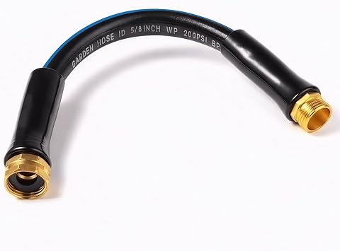 SheeChung Short Garden Hose 1ft x 5/8",Leader Hose for Hose Reel Faucet,Flexible,Lightweight Rubber Hose with Male to Female Fittings,Small Water Hose Heavy Duty,Kink Free,3/4"GHT