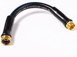SheeChung Short Garden Hose 1ft x 5/8",Rubber Leader Hose,Male to Female