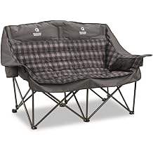 Guide Gear Oversized XL Padded Camping Sofa, Portable, Folding, Large Camp Lounge Couch for Outdoor, Adults, Men and Women, Heavy-Duty 600-lb. Capacity, with Cup Holder Gray Plaid