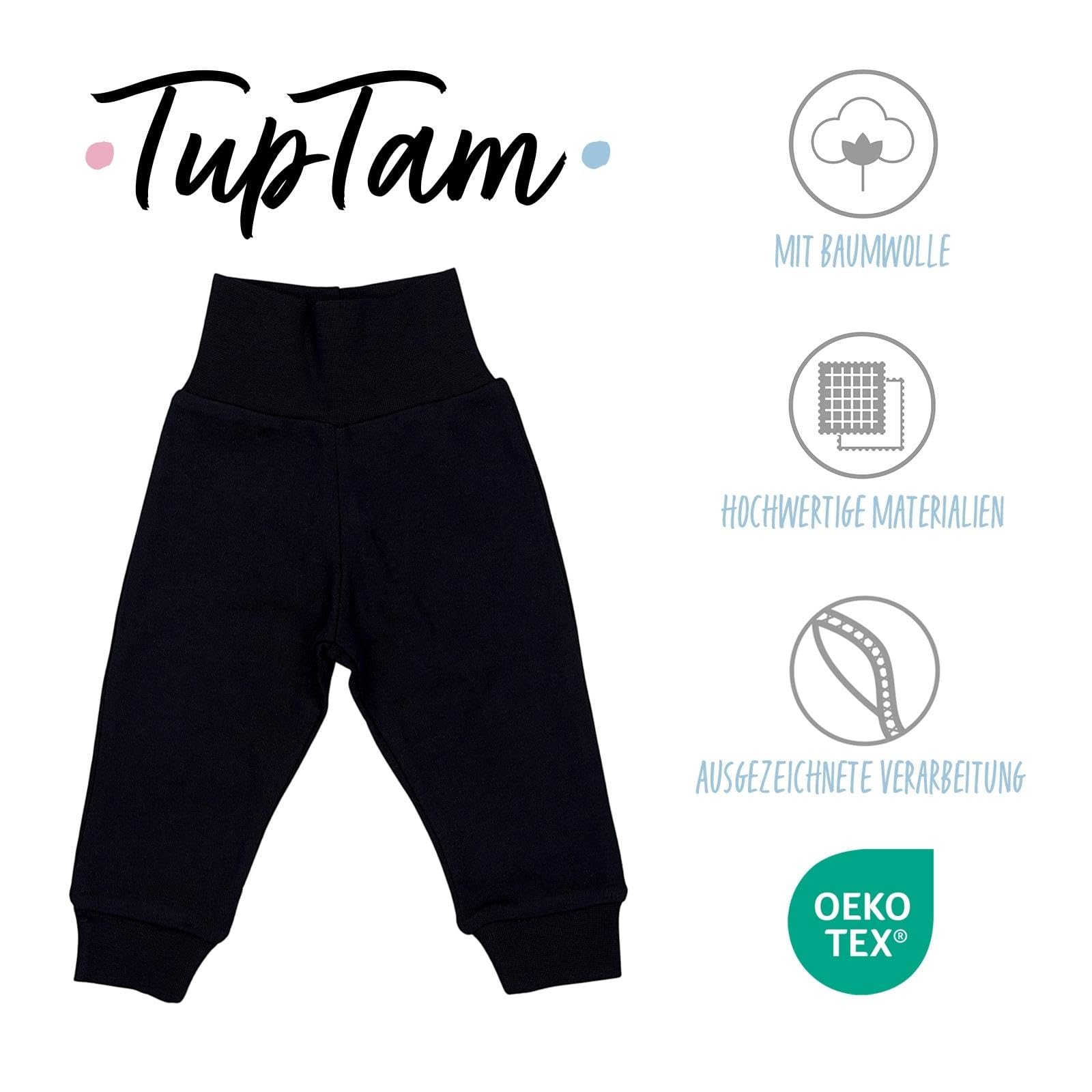 TupTam Pantalon Bébé Garçon 3 Pièces – Pantalon Coton Bébé Confortable, Certifié Oeko-TEX