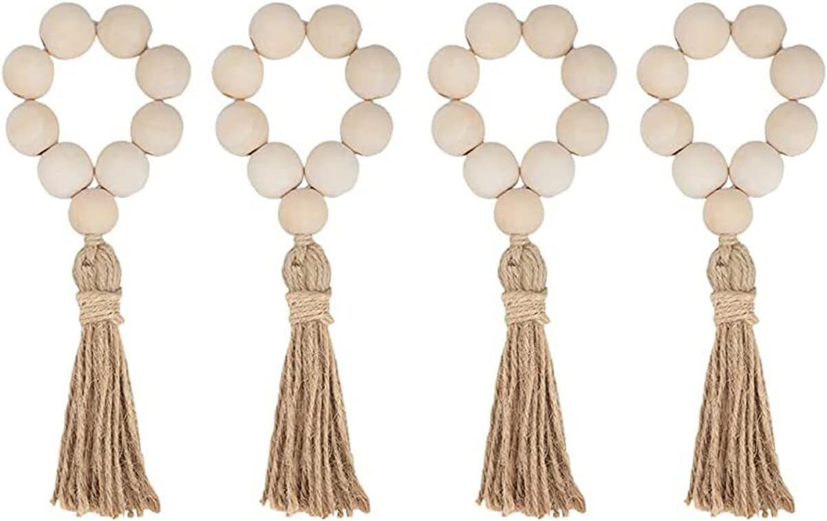 Napkin Rings Set of 4 Wooden Beads Napkin Rings Rustic
