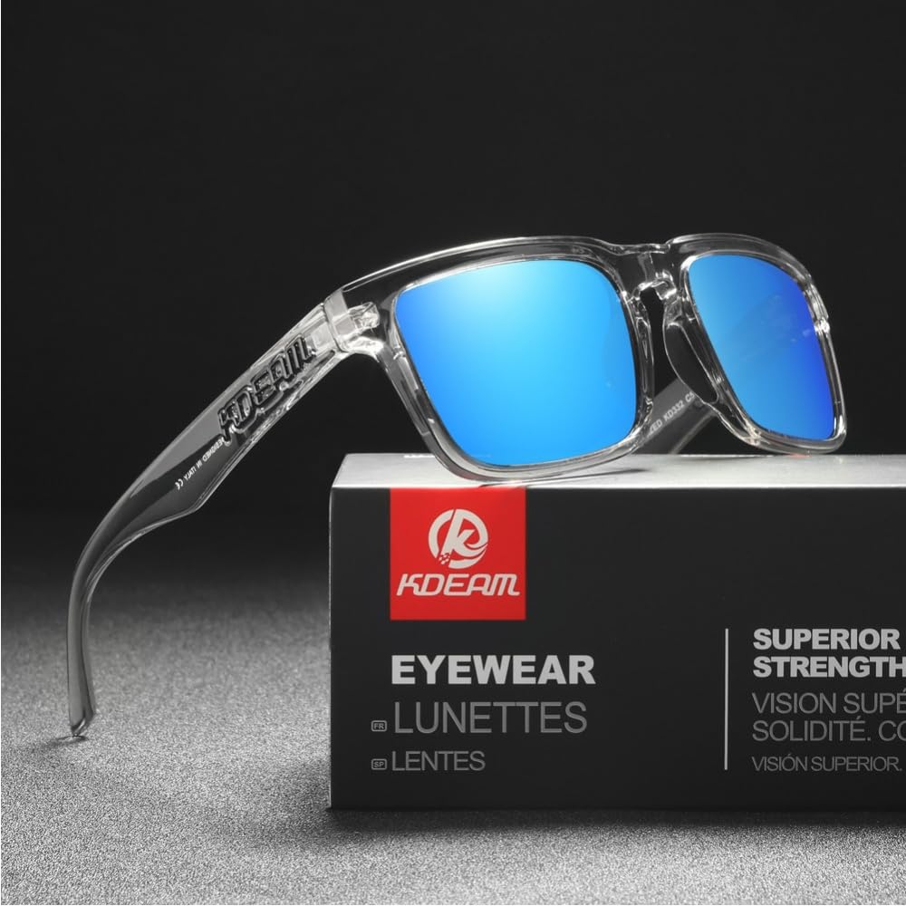 Nyfolk Unisex-Polarisationssonnenbrille, blendfrei, rechteckiger Rahmen im Retro-Stil – ideal für alle Outdoor-Aktivitäten