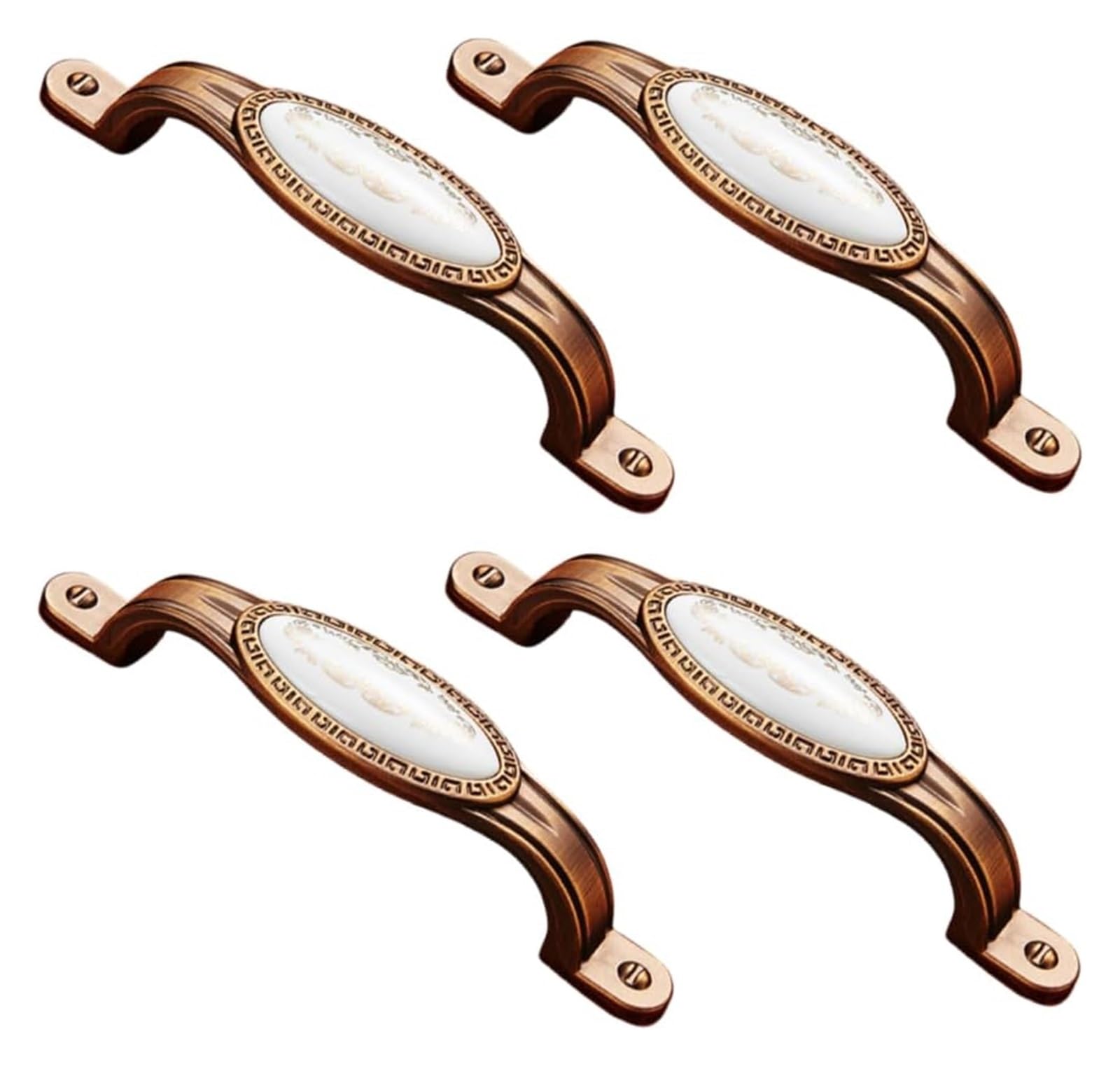 NLQCSXWEP Zinc Alloy Cabinet Bow Handle, Zinc Alloy and Ceramic Cabinet and Drawer Handles Pack of 4 Multicolor(96mm Classic Gold)