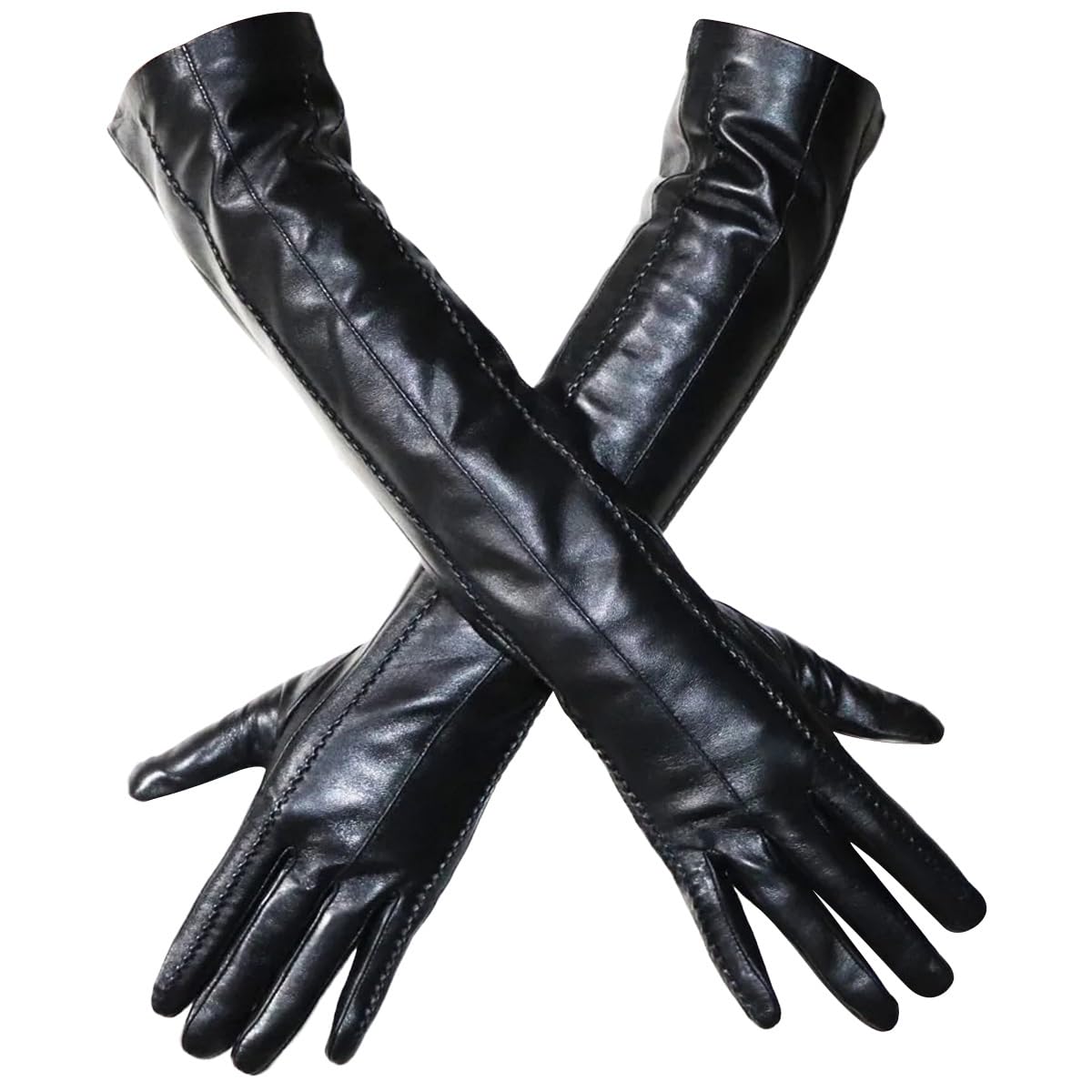 Gants chauds et épais, gants d'hiver en cuir pour femme, 47 cm, pour activités de plein air