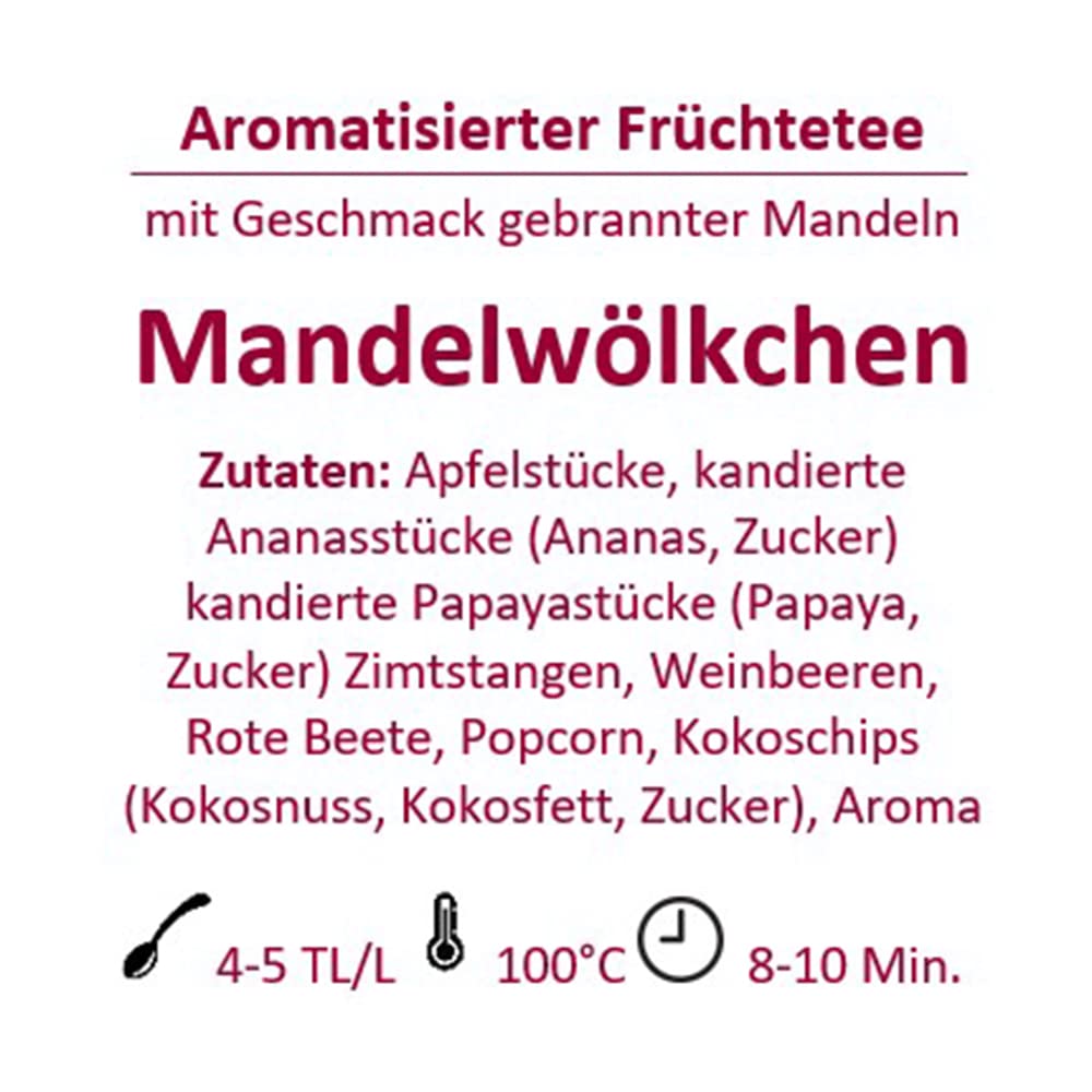 Tee-Express "Mandelwölkchen" Früchtetee mit gebrannten Mandeln Geschmack - loser Tee in versch. Mengen (1000gr)