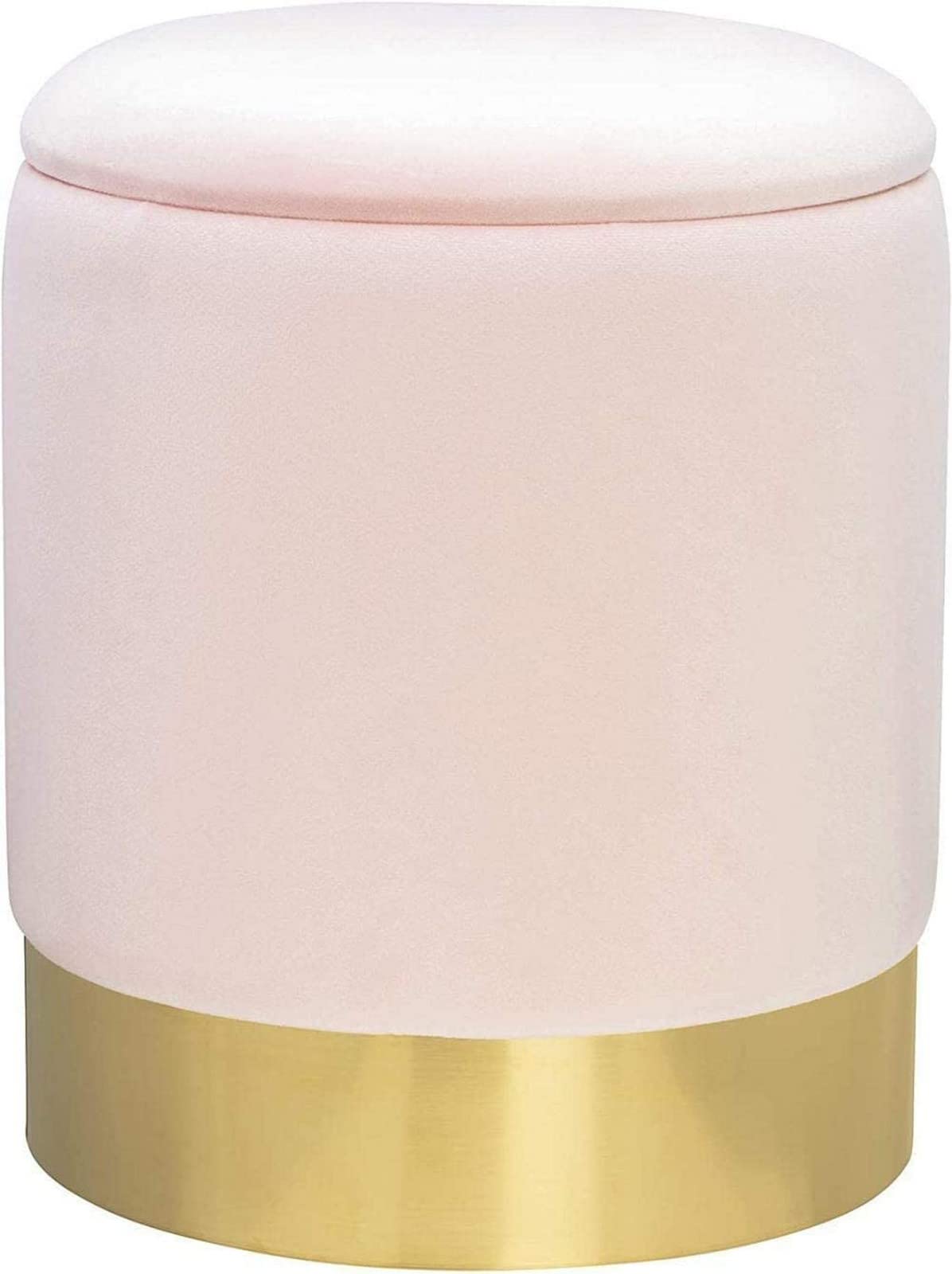 Repose-pieds en velours rose blush de 38,5 cm avec son espace de rangement
