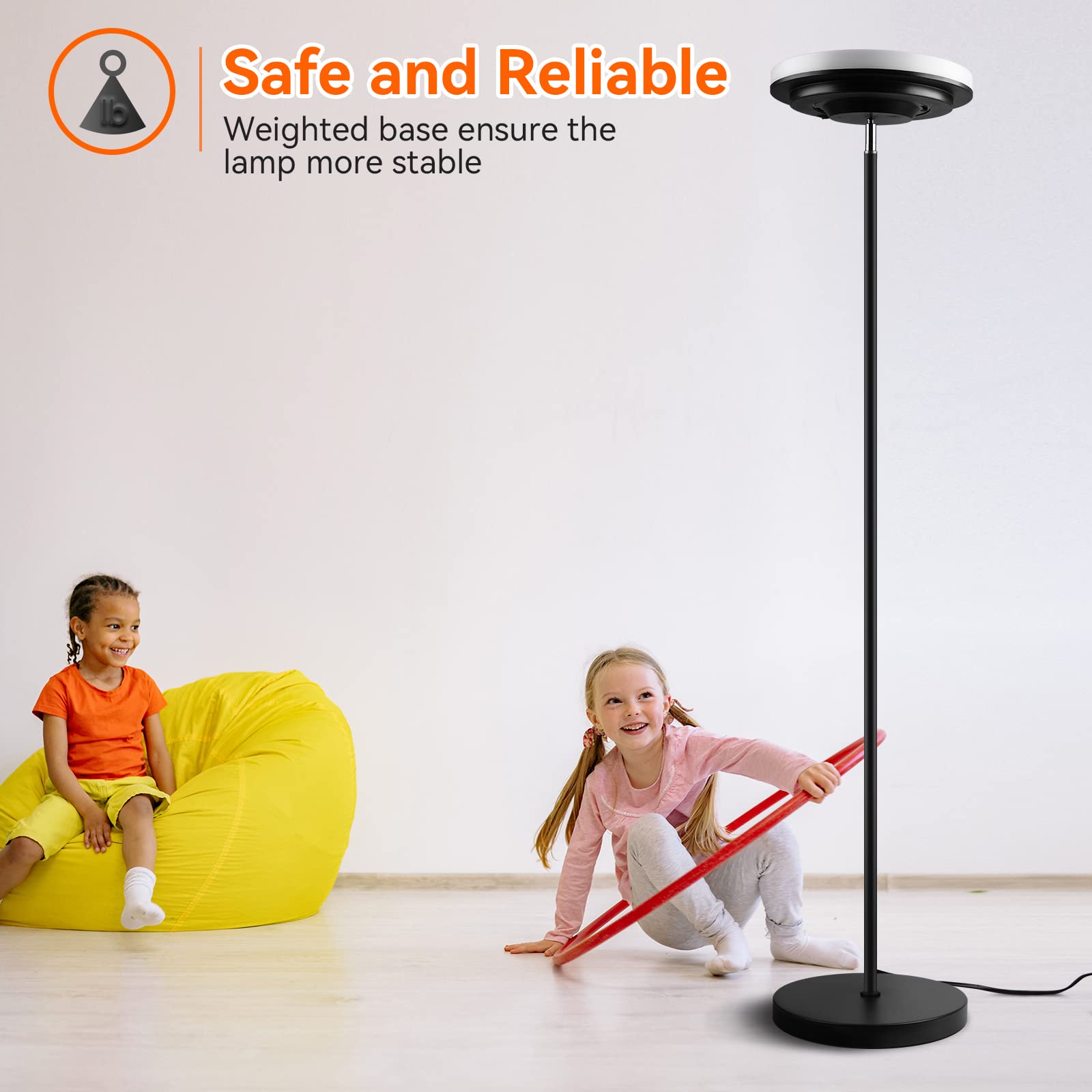 Vocevos Floor Lamp,30W/3000LM Sky LED Modern Torchiere Floor Lamps 70",3 Color Temperatures & Dimmable Super Bright Floor Lamp, Tall Standing Pole Lamps for Living Room Bedroom Office