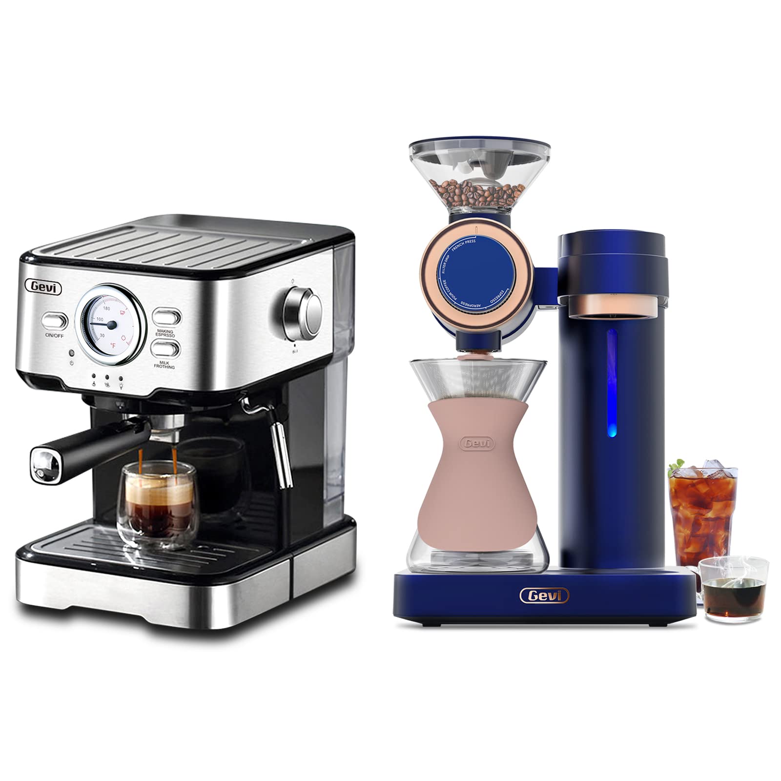 Gevi Cold Brew Iced Coffee-Maker Espresso Machine 15 Bar Pump Pressure, Expresso Coffee Machine With