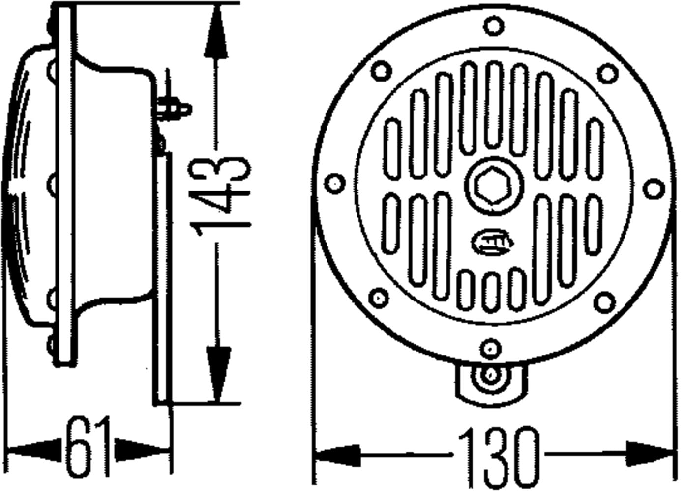 HELLA HEAVY DUTY HORN DL50-12V - 114dB(A