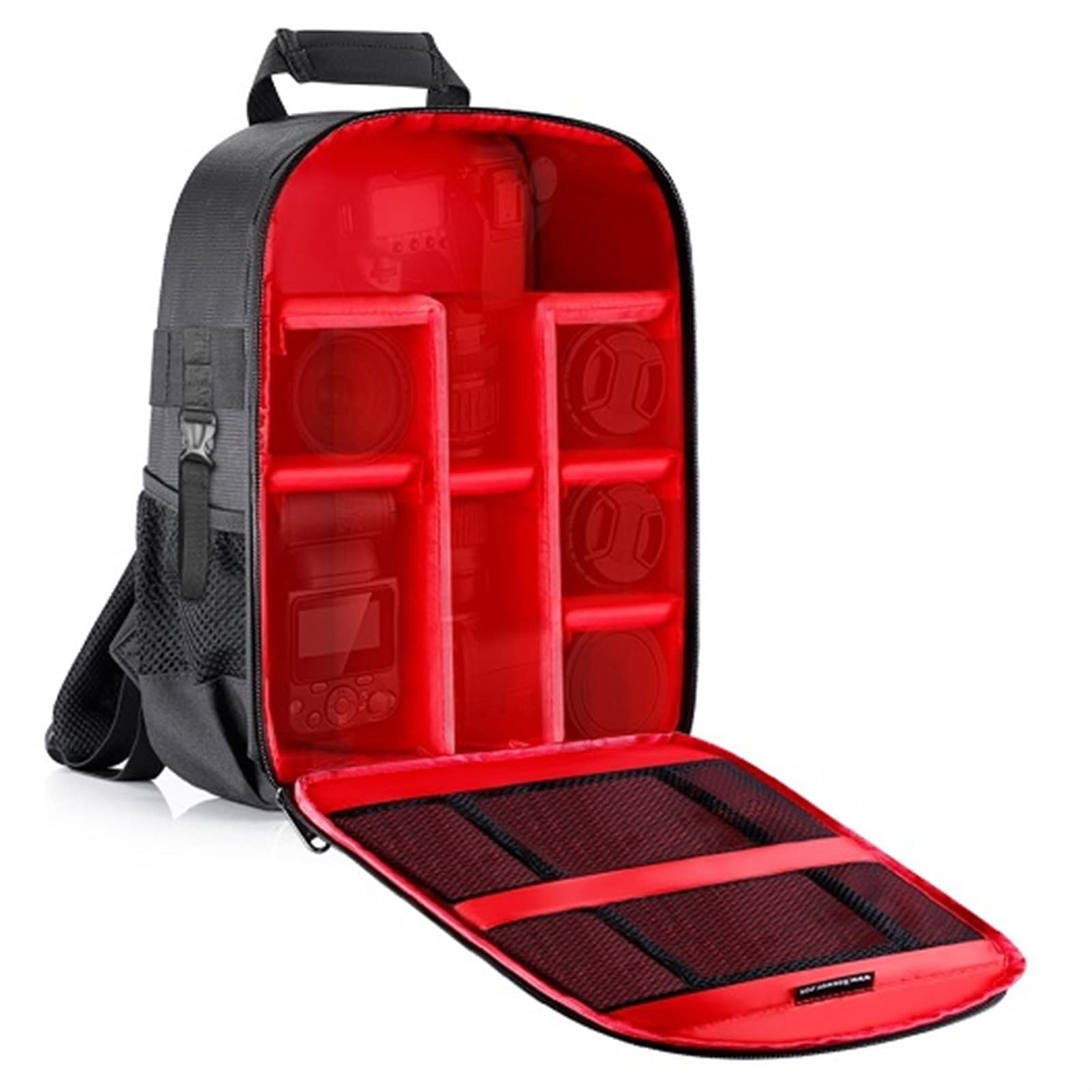 Mochila de protección de partición Impermeable y a Prueba de Golpes a Prueba de Golpes, Adecuado for SLR/Digital SLR/batería de Lente de cámara sin Espejo Protección de cámara(Rosso)